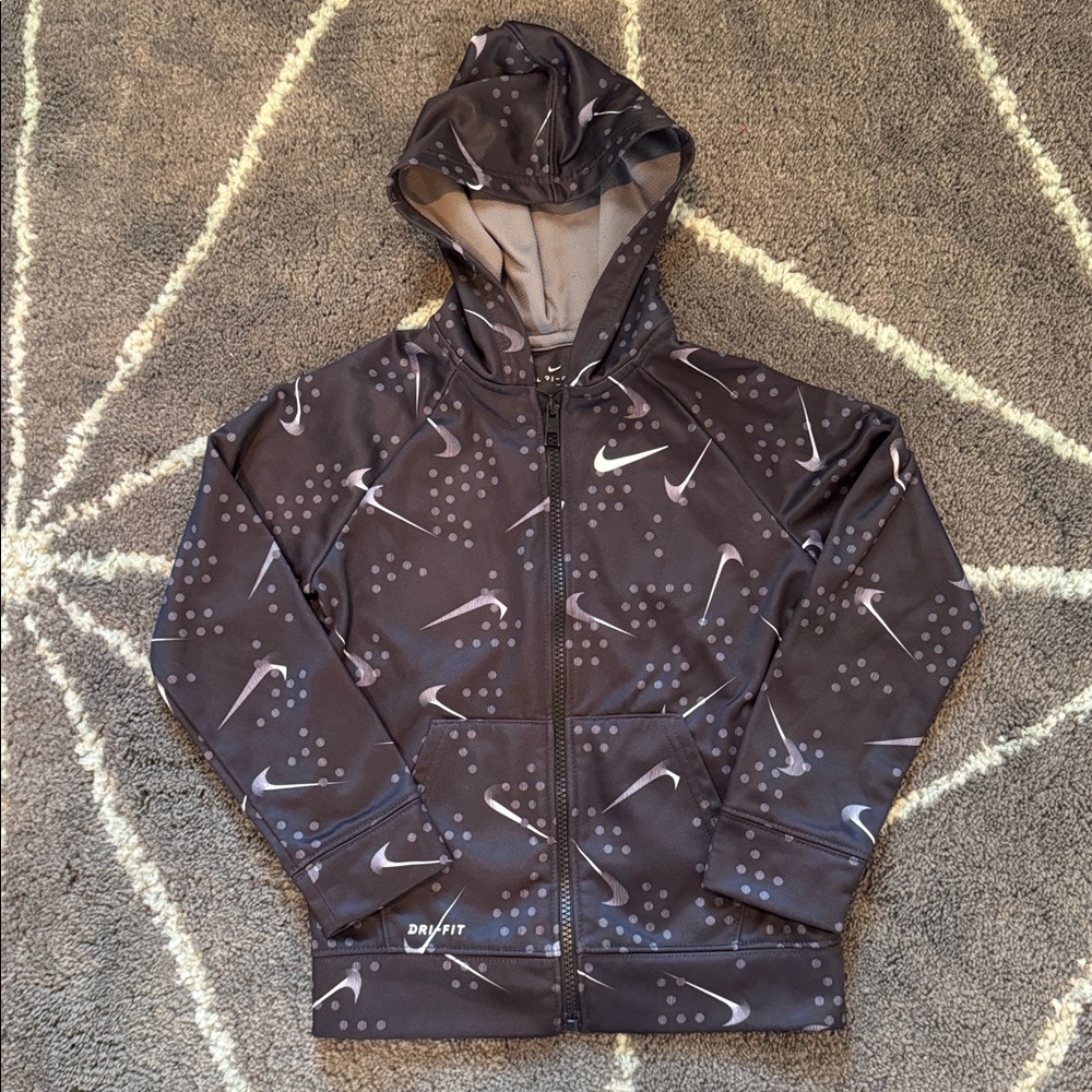 Nike Hooded Zip Up Jacket, Black Kids Size 5/6